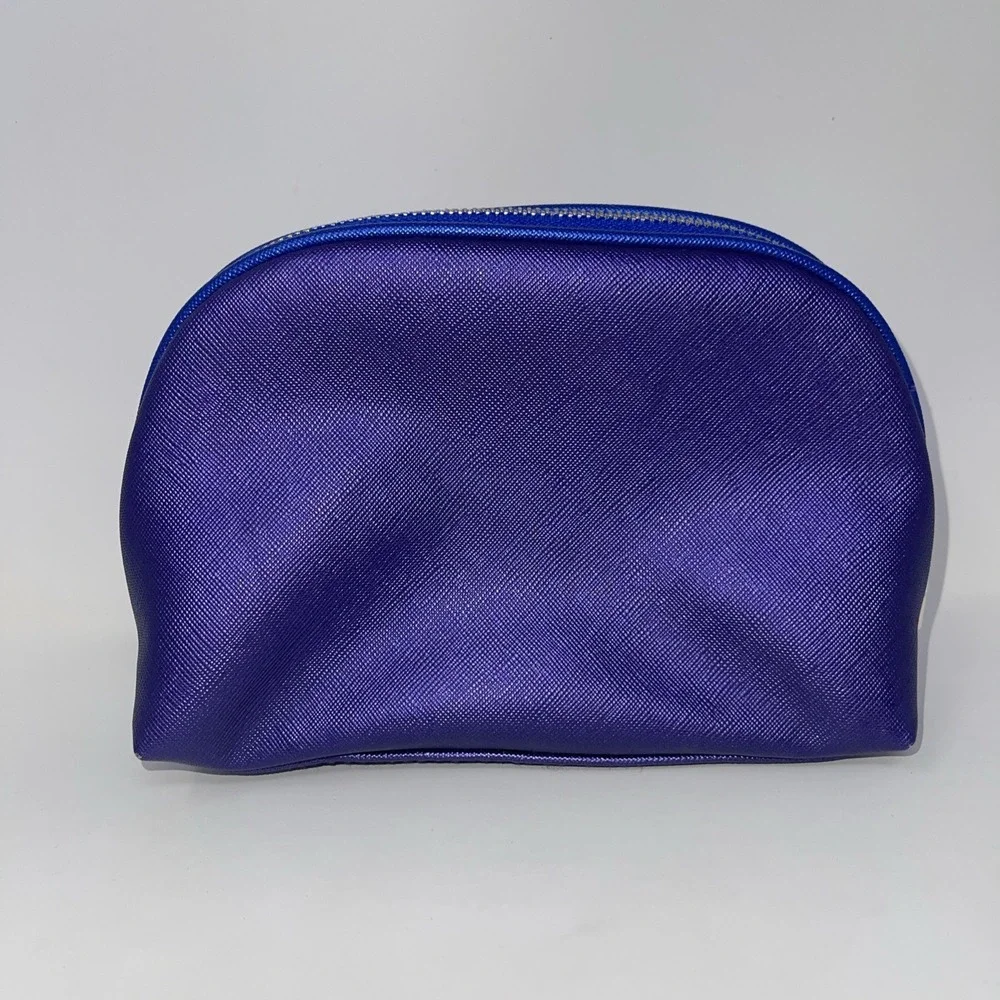 La mer purple‎ Blue metallic Dome cosmetic bag Orange Inside